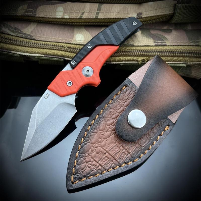 Dual Use variant Folding Blade Knife 2.28'' D2 Drop point Blade, Nylon Fiber Handles