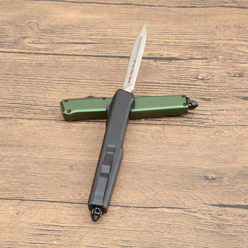 Mini SLM Combat OTF Knife 3.35" CPM-D2 Satin Blade,  Aluminum Alloy Handles