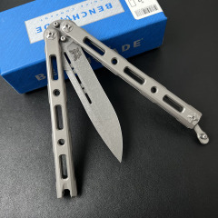 Benchmade BM85 Balisong Butterfly Knife 4.13" S90V Plain Blade, TC4 Handles Magnetic lock