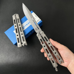 Benchmade BM85 Balisong Butterfly Knife 4.13" S90V Plain Blade, TC4 Handles Magnetic lock