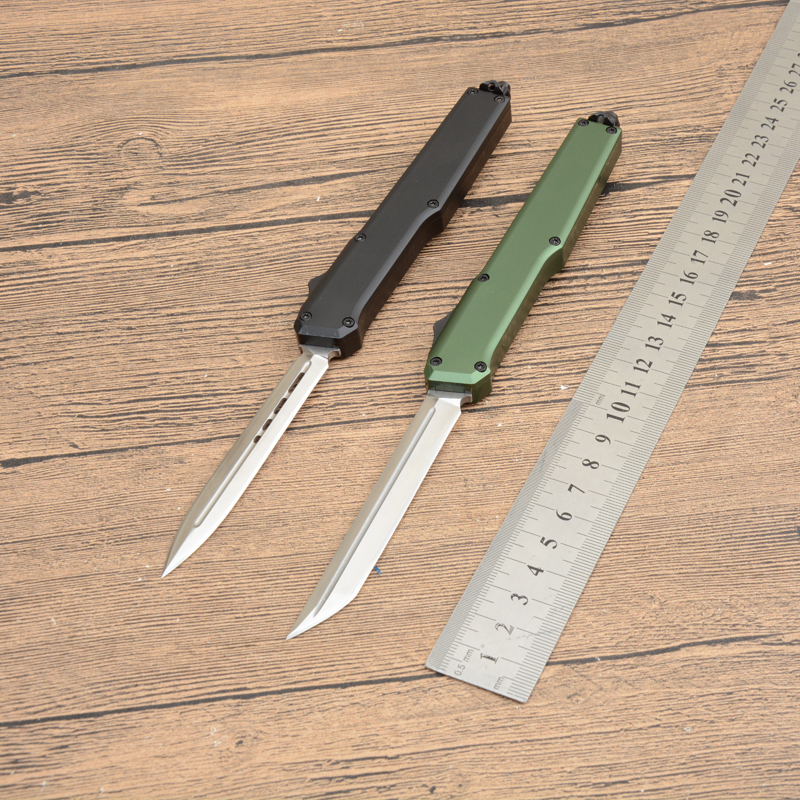 Mini SLM Combat OTF Knife 3.35" CPM-D2 Satin Blade,  Aluminum Alloy Handles