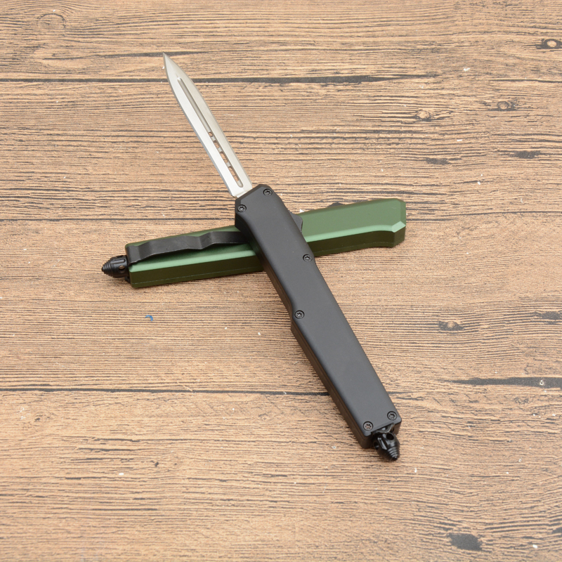 Mini SLM Combat OTF Knife 3.35" CPM-D2 Satin Blade,  Aluminum Alloy Handles