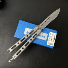 Benchmade BM85 Balisong Butterfly Knife 4.13" S90V Plain Blade, TC4 Handles Magnetic lock