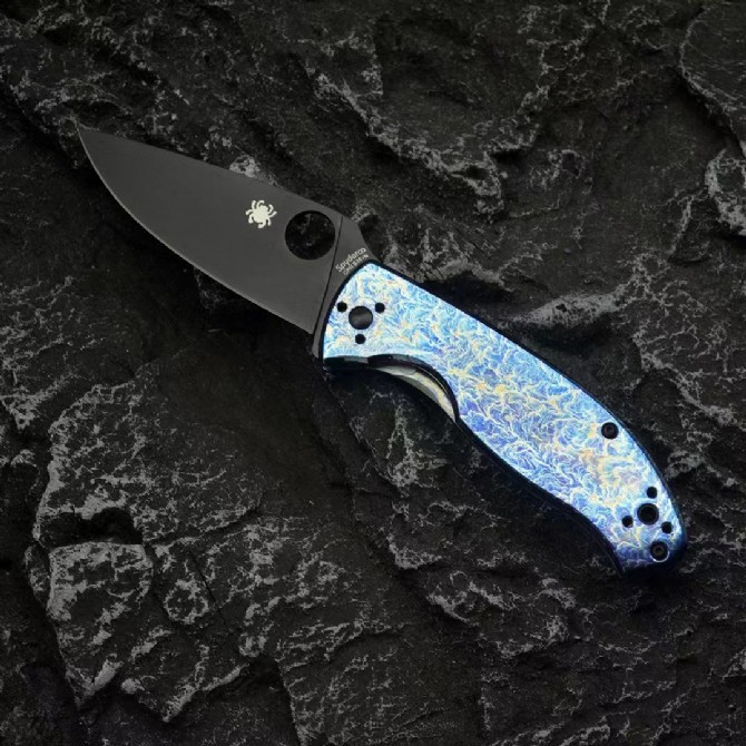 Spy C122 Frame Lock Folding Knife 3.35" S35V Satin Plain Blade, Titanium Handles (Chidori) - C122TI