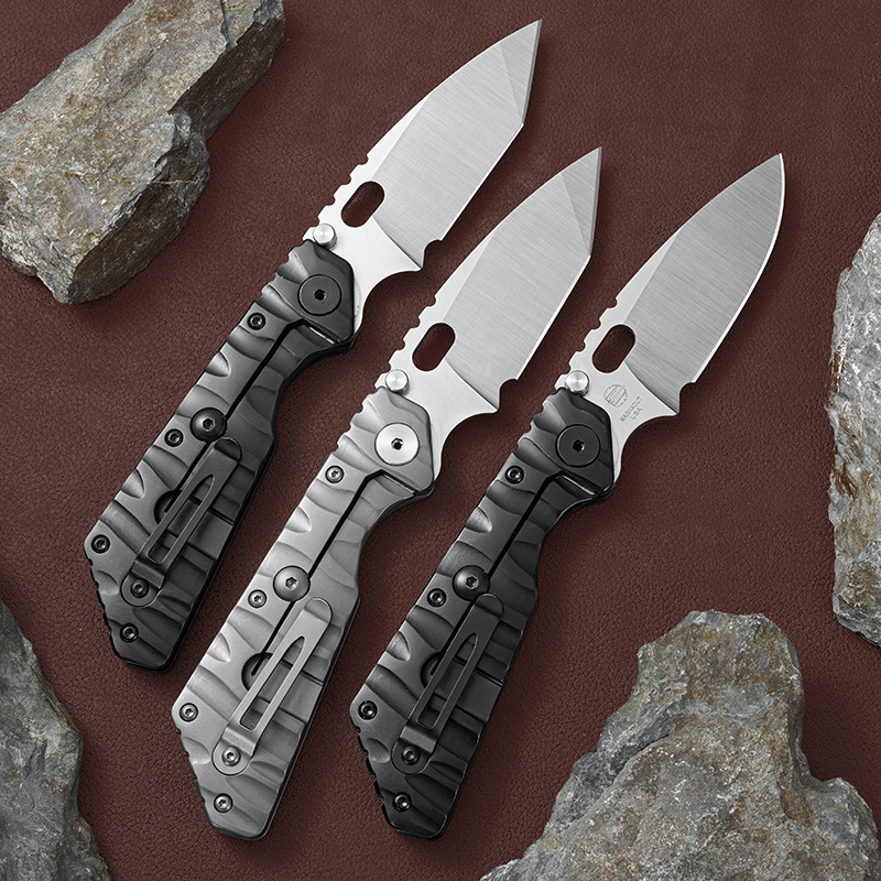 M.Strider Custom SMF Tank Folding Knife 3.74" CPM-D2 Blade, All-steel Handles