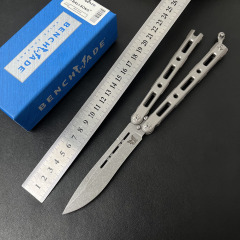 Benchmade BM85 Balisong Butterfly Knife 4.13" S90V Plain Blade, TC4 Handles Magnetic lock