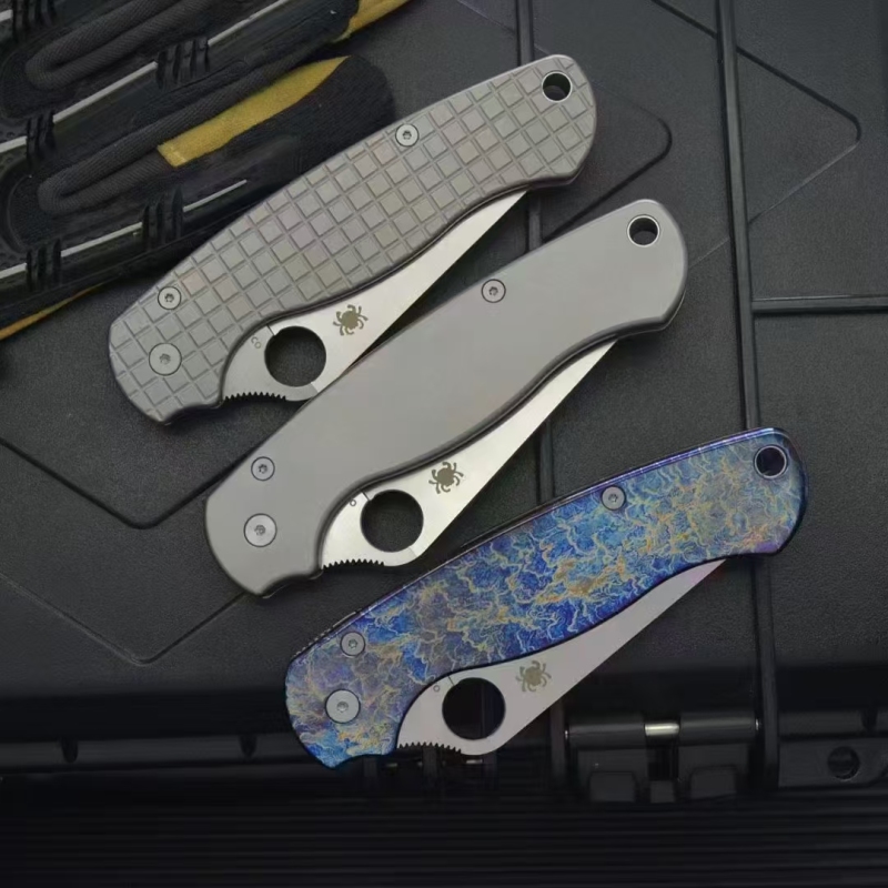 Spy Paramilitary 2 Folding Knife 3.15" CPM-S30V Satin Plain Blade, TC4 Handles - C81GP2