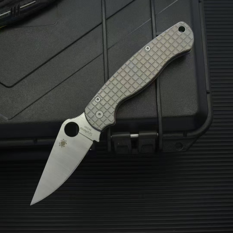 Spy Paramilitary 2 Folding Knife 3.15" CPM-S30V Satin Plain Blade, TC4 Handles - C81GP2