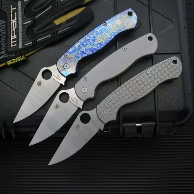 Spy Paramilitary 2 Folding Knife 3.15" CPM-S30V Satin Plain Blade, TC4 Handles - C81GP2