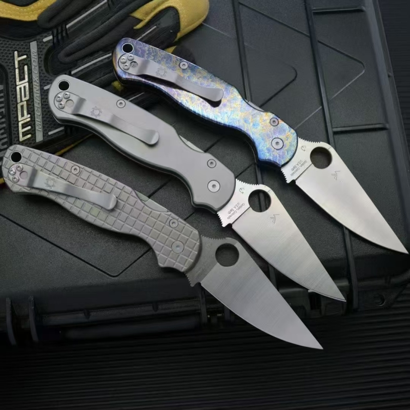 Spy Paramilitary 2 Folding Knife 3.15" CPM-S30V Satin Plain Blade, TC4 Handles - C81GP2