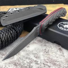 Toor Knives Valor MK1 Fixed Blade Knife 4.17" CPM-D2 Black Point Blade, 3D Machined Black G10 Handles