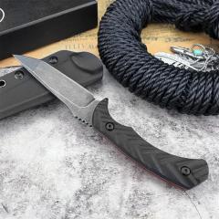 Toor Knives Valor MK1 Fixed Blade Knife 4.17" CPM-D2 Black Point Blade, 3D Machined Black G10 Handles