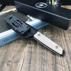 Toor Knives Darter T Fixed Blade Knife 3.54" CPM-D2 Tanto Blade, White G10 Handles