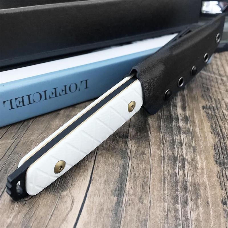 Toor Knives Darter T Fixed Blade Knife 3.54" CPM-D2 Tanto Blade, White G10 Handles