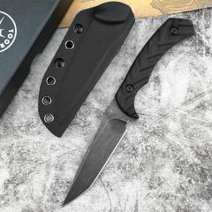 Toor Knives Valor MK1 Fixed Blade Knife 4.17" CPM-D2 Black Point Blade, 3D Machined Black G10 Handles