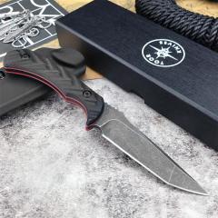 Toor Knives Valor MK1 Fixed Blade Knife 4.17" CPM-D2 Black Point Blade, 3D Machined Black G10 Handles