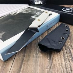 Toor Knives Darter T Fixed Blade Knife 3.54" CPM-D2 Tanto Blade, White G10 Handles