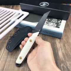 Toor Knives Darter T Fixed Blade Knife 3.54" CPM-D2 Tanto Blade, White G10 Handles
