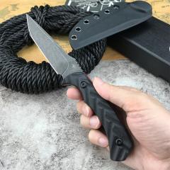 Toor Knives Valor MK1 Fixed Blade Knife 4.17" CPM-D2 Black Point Blade, 3D Machined Black G10 Handles