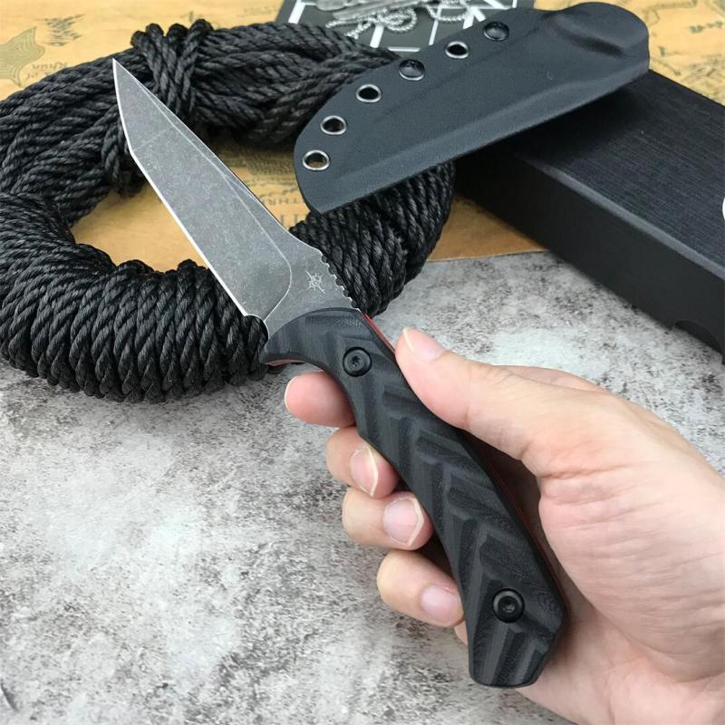Toor Knives Valor MK1 Fixed Blade Knife 4.17" CPM-D2 Black Point Blade, 3D Machined Black G10 Handles