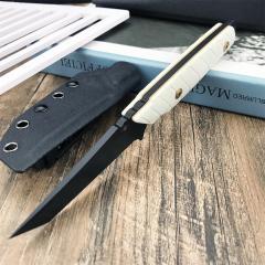 Toor Knives Darter T Fixed Blade Knife 3.54" CPM-D2 Tanto Blade, White G10 Handles