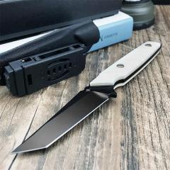 Toor Knives Darter T Fixed Blade Knife 3.54" CPM-D2 Tanto Blade, White G10 Handles