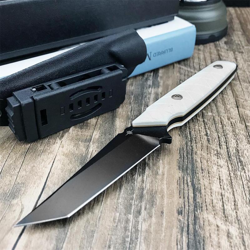 Toor Knives Darter T Fixed Blade Knife 3.54" CPM-D2 Tanto Blade, White G10 Handles