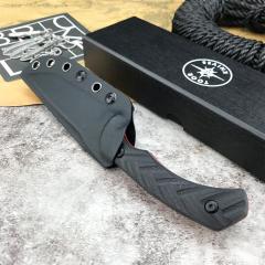 Toor Knives Valor MK1 Fixed Blade Knife 4.17" CPM-D2 Black Point Blade, 3D Machined Black G10 Handles