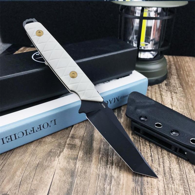 Toor Knives Darter T Fixed Blade Knife 3.54" CPM-D2 Tanto Blade, White G10 Handles