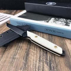 Toor Knives Darter T Fixed Blade Knife 3.54" CPM-D2 Tanto Blade, White G10 Handles