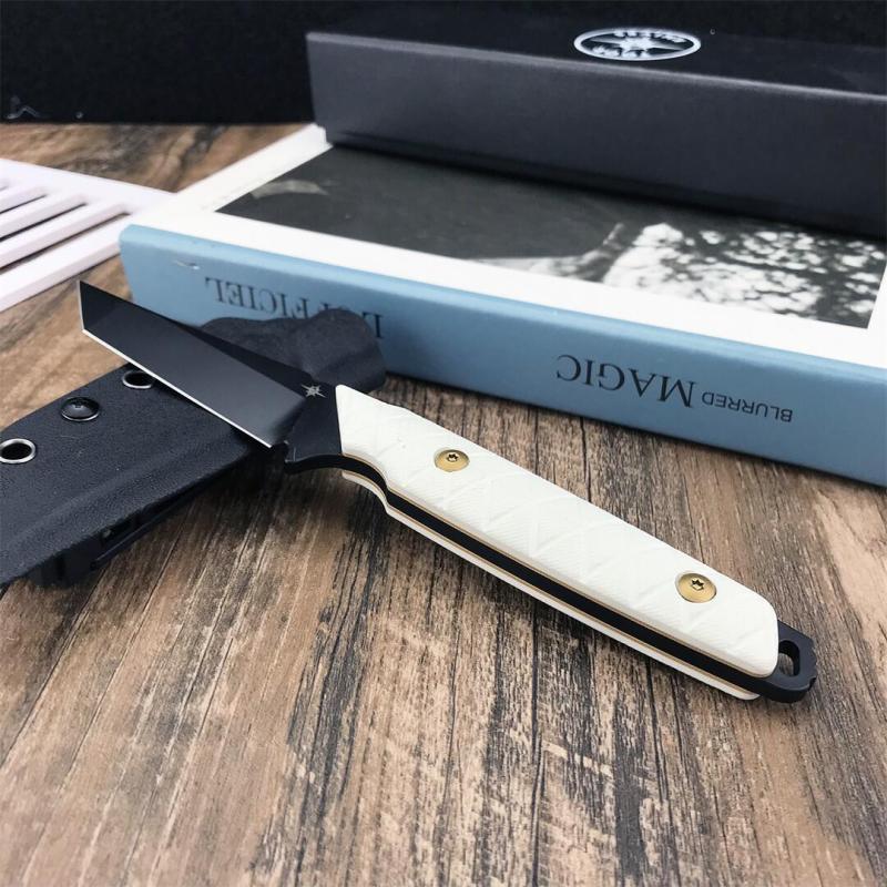 Toor Knives Darter T Fixed Blade Knife 3.54" CPM-D2 Tanto Blade, White G10 Handles