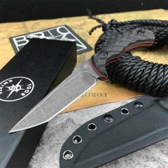 Toor Knives Valor MK1 Fixed Blade Knife 4.17" CPM-D2 Black Point Blade, 3D Machined Black G10 Handles
