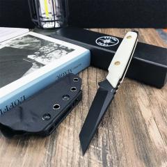 Toor Knives Darter T Fixed Blade Knife 3.54" CPM-D2 Tanto Blade, White G10 Handles