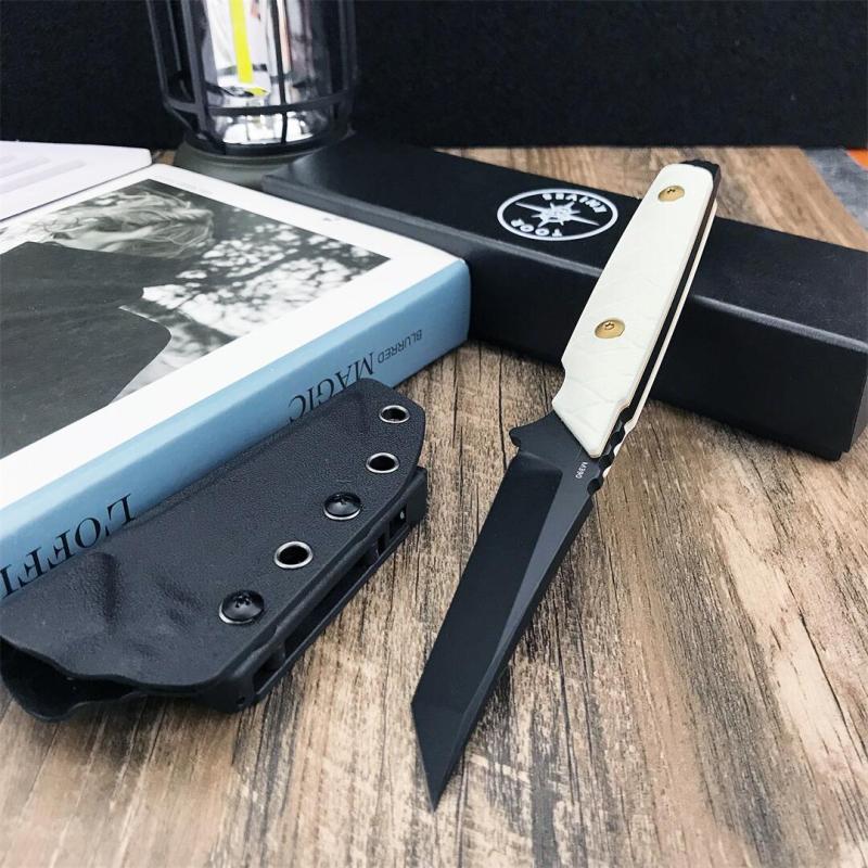 Toor Knives Darter T Fixed Blade Knife 3.54" CPM-D2 Tanto Blade, White G10 Handles