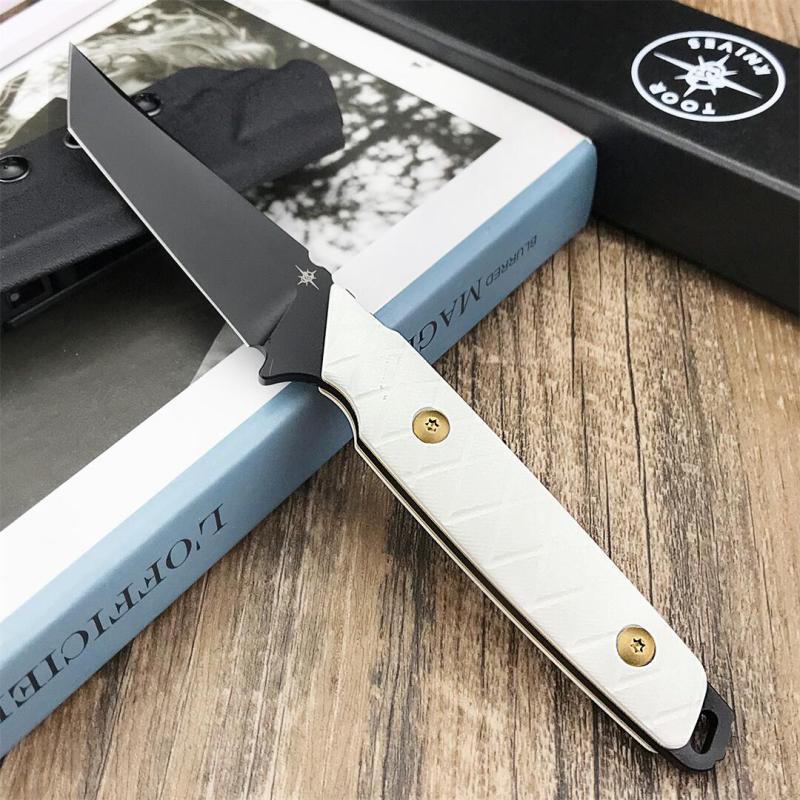 Toor Knives Darter T Fixed Blade Knife 3.54" CPM-D2 Tanto Blade, White G10 Handles