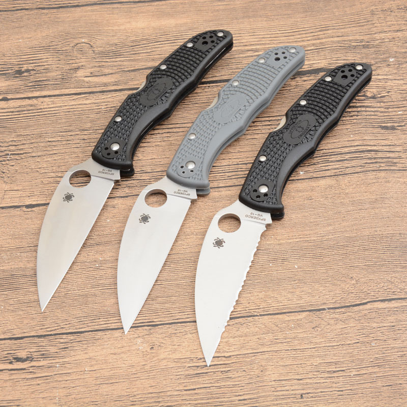 Spy Endura 4 Folding Knife 3.74" VG10 Plain Blade, Black FRN Handles, Lockback - C10SBK
