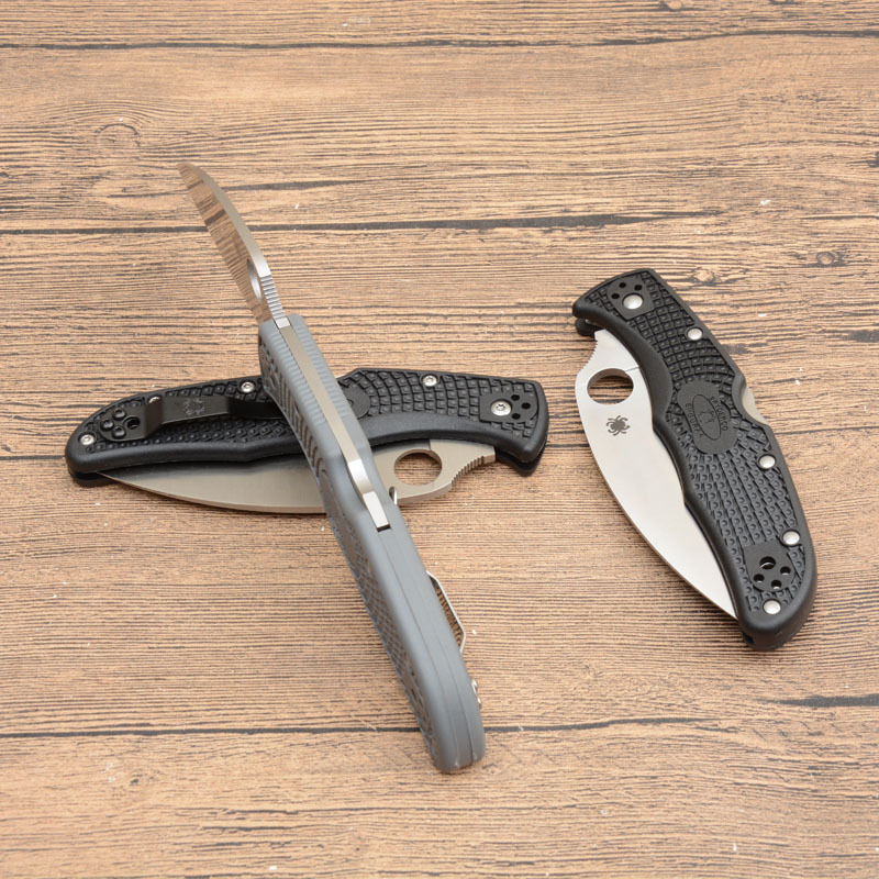 Spy Endura 4 Folding Knife 3.74" VG10 Plain Blade, Black FRN Handles, Lockback - C10SBK