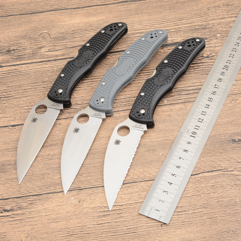 Spy Endura 4 Folding Knife 3.74" VG10 Plain Blade, Black FRN Handles, Lockback - C10SBK