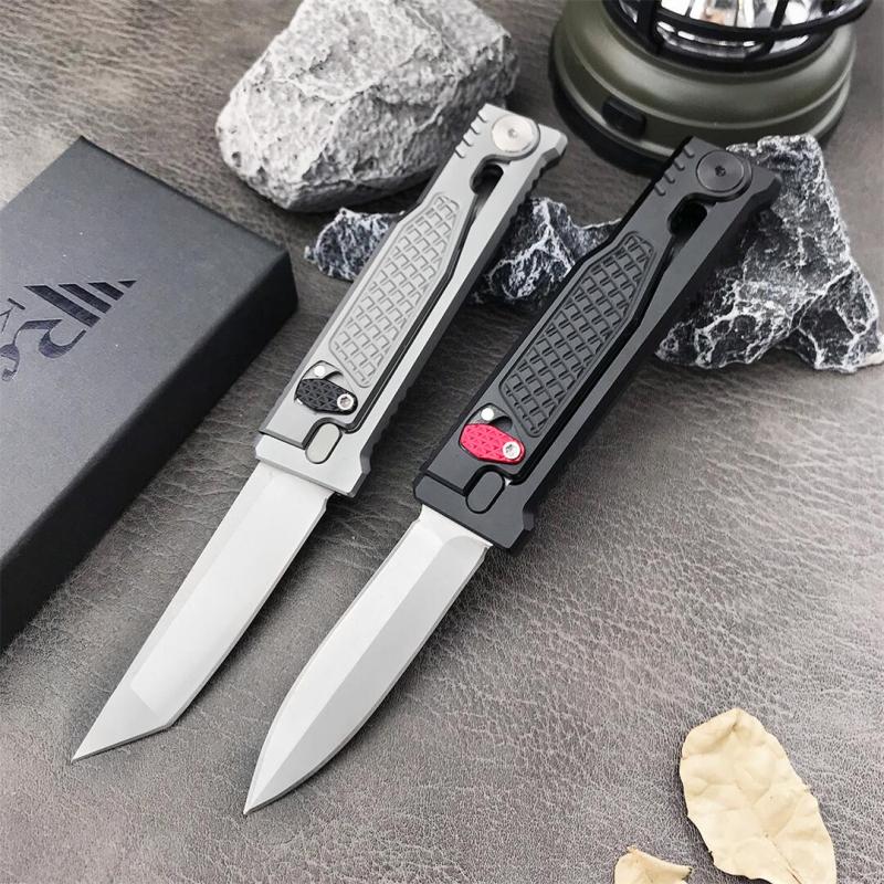 Reate Gravity Assisted Open Folding Knife 2.76" D2 Satin Plain Blade, T6-Aluminum Handles