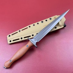 Acta Non Verba M500 Anthropoid Fixed Blade Fighting Knife 8.23" Elmax Double Edge Dagger, Flax Handles - ANVM500-001