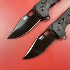 SOG SEAL XR Flipper Knife 3.78" Black TiNi S35VN Clip Point Blade, Black GRN Handles - XR Lock