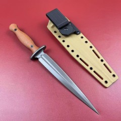 Acta Non Verba M500 Anthropoid Fixed Blade Fighting Knife 8.23" Elmax Double Edge Dagger, Flax Handles - ANVM500-001