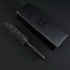 FX-647 S Elementum Fixed Knife 3.9" N690 Black Double Edged Blade, Black TPE Handles, Kydex Sheath