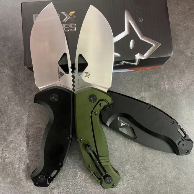 FX SK-02OD El Capitan Folding Knife 3.70" M390 Satin Drop Point Blade, OD Aluminum Handles, Frame Lock