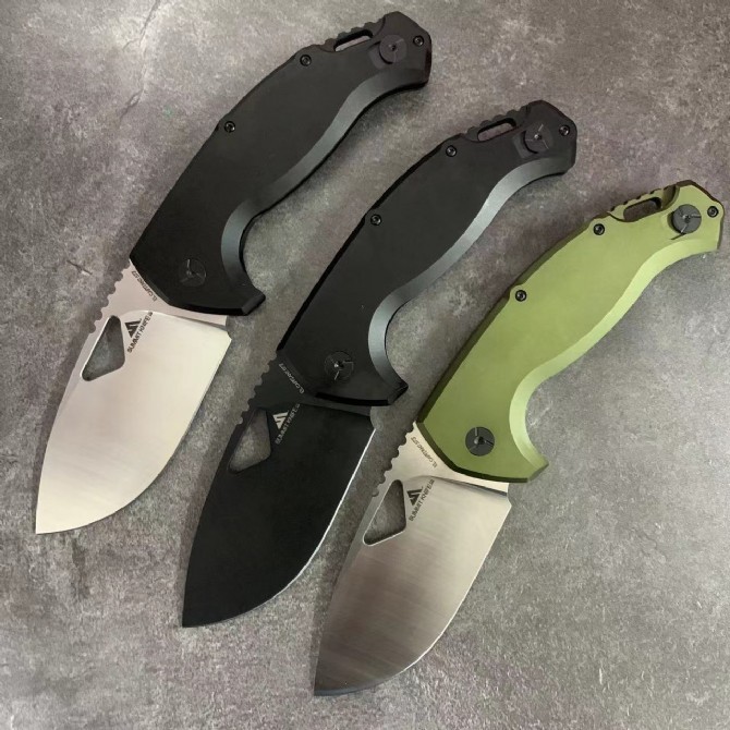 FX SK-02OD El Capitan Folding Knife 3.70" M390 Satin Drop Point Blade, OD Aluminum Handles, Frame Lock