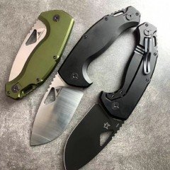 FX SK-02OD El Capitan Folding Knife 3.70" M390 Satin Drop Point Blade, OD Aluminum Handles, Frame Lock