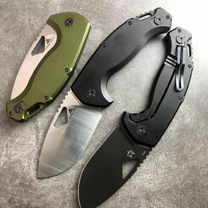 FX SK-02OD El Capitan Folding Knife 3.70" M390 Satin Drop Point Blade, OD Aluminum Handles, Frame Lock