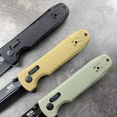 SOG Pentagon XR LTE Flipper Knife 3.5" CTS-XHP Plain Blade, Black G10 Handles - XR Lock