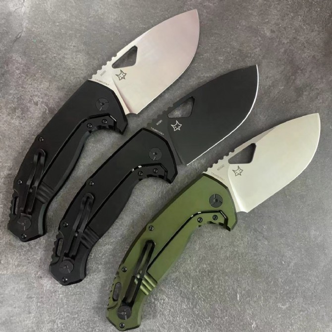 FX SK-02OD El Capitan Folding Knife 3.70" M390 Satin Drop Point Blade, OD Aluminum Handles, Frame Lock