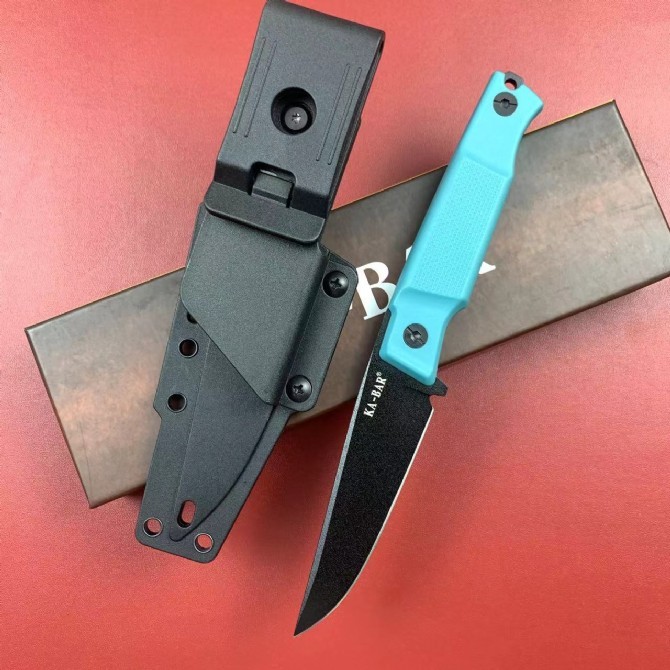 KA-BAR Petr Janda 5500 Fixed Blade Knife 3.86" D2 Black Clip Point Blade, GFN Handles